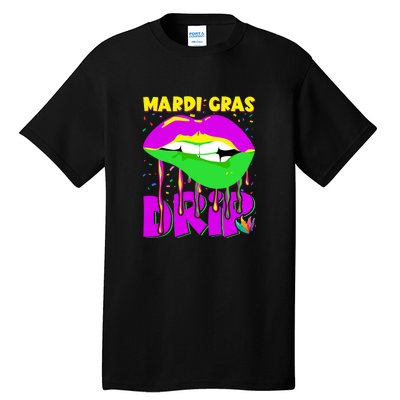 Sexy Lip Mardi Gras Drip Fat Tuesday Party Gift Tall T-Shirt