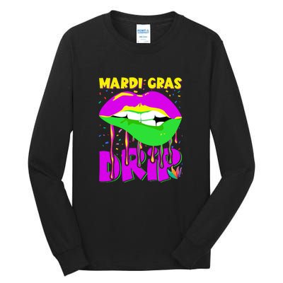 Sexy Lip Mardi Gras Drip Fat Tuesday Party Gift Tall Long Sleeve T-Shirt