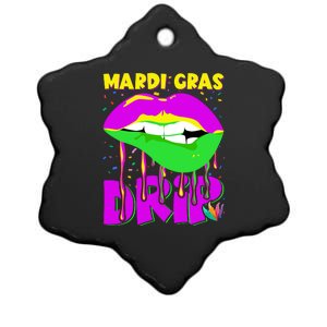 Sexy Lip Mardi Gras Drip Fat Tuesday Party Gift Ceramic Star Ornament