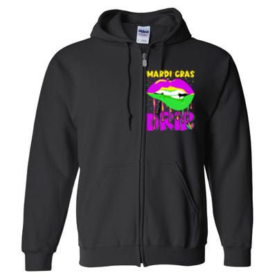 Sexy Lip Mardi Gras Drip Fat Tuesday Party Gift Full Zip Hoodie