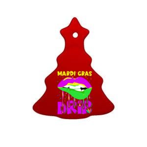 Sexy Lip Mardi Gras Drip Fat Tuesday Party Gift Ceramic Tree Ornament