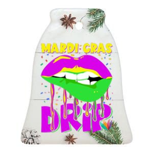 Sexy Lip Mardi Gras Drip Fat Tuesday Party Gift Ceramic Bell Ornament