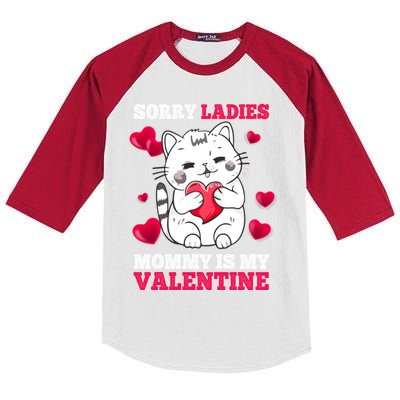 Sorry Ladies Mommy Is My Valentine Happy Valentines Day 2024 Kids Colorblock Raglan Jersey