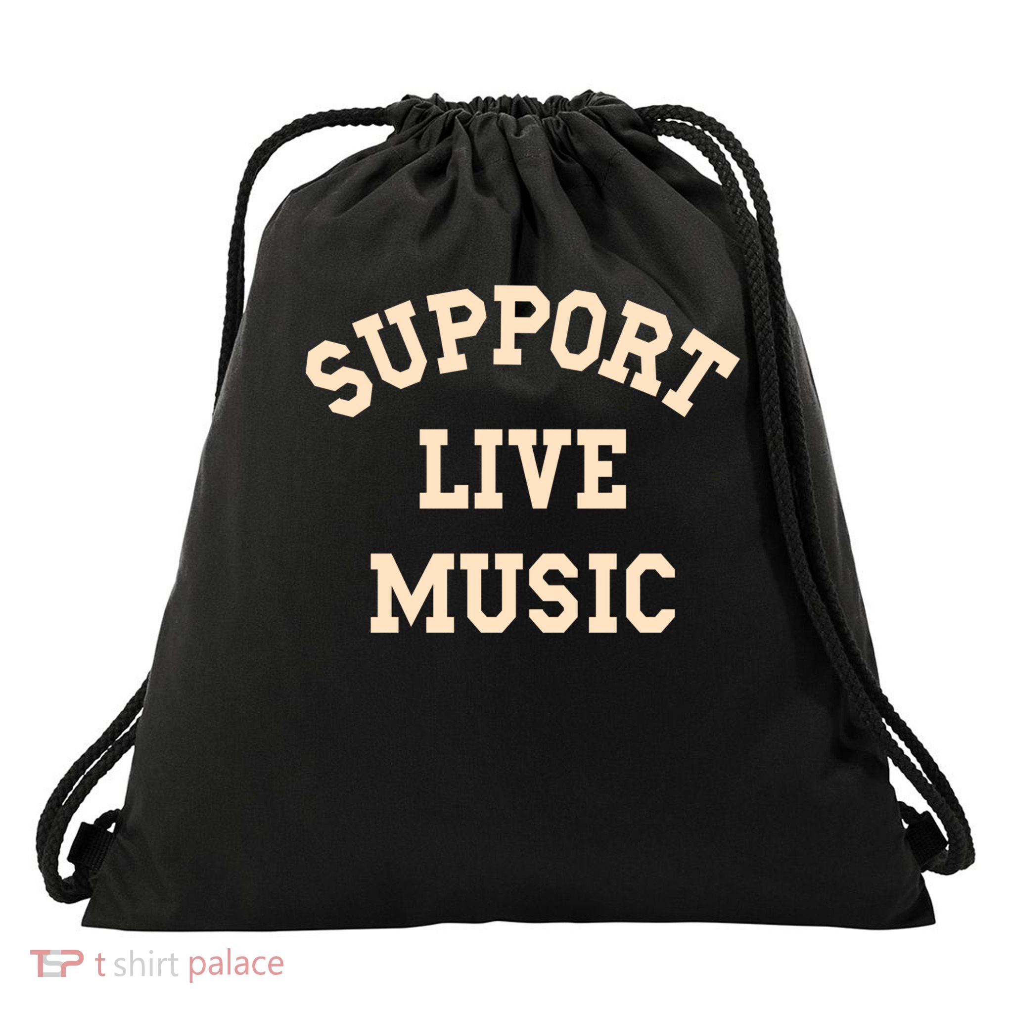 Support Live Music Drawstring Bag