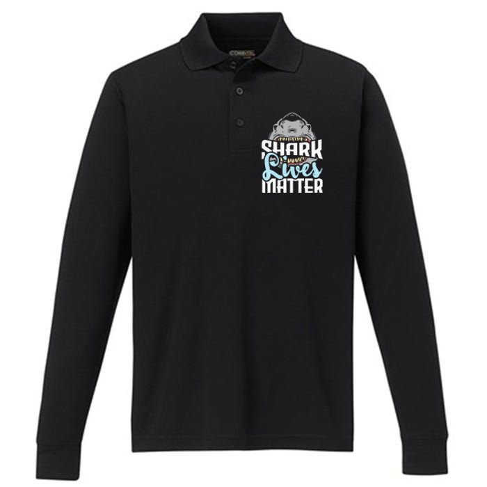 Shark Lives Matter Wildlife Marine Biologist Shark Lovers Performance Long Sleeve Polo