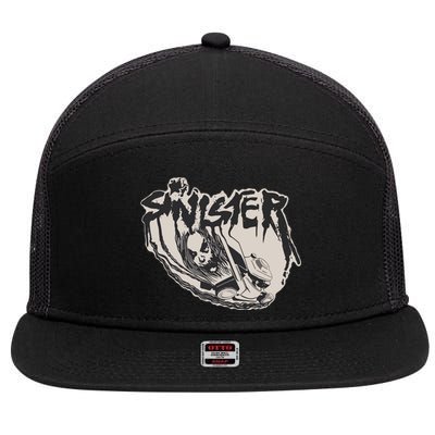 Sinister Lawn Mower White 7 Panel Mesh Trucker Snapback Hat