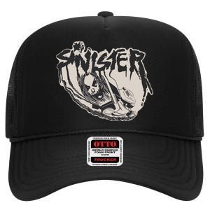 Sinister Lawn Mower White High Crown Mesh Back Trucker Hat