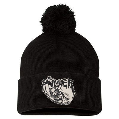 Sinister Lawn Mower White Pom Pom 12in Knit Beanie