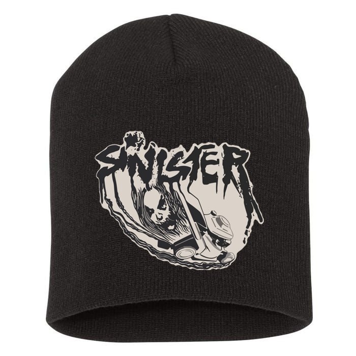 Sinister Lawn Mower White Short Acrylic Beanie