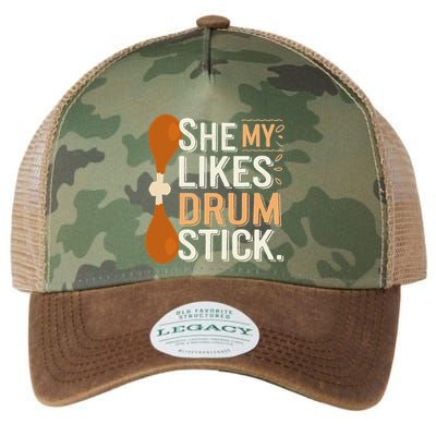 She Likes My Drum Stick Funny Couple Matching Thanksgiving Legacy Tie Dye Trucker Hat