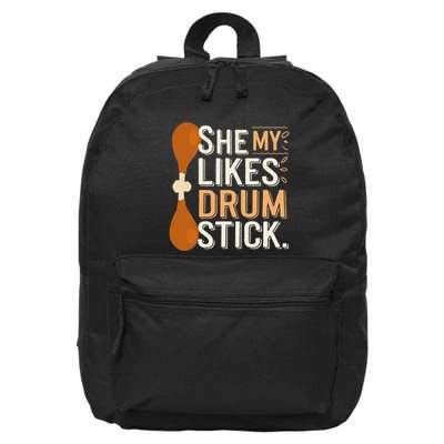 She Likes My Drum Stick Funny Couple Matching Thanksgiving 16 in Basic Backpack