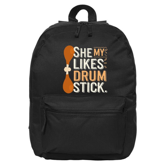 She Likes My Drum Stick Funny Couple Matching Thanksgiving 16 in Basic Backpack