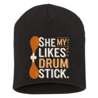 She Likes My Drum Stick Funny Couple Matching Thanksgiving Short Acrylic Beanie