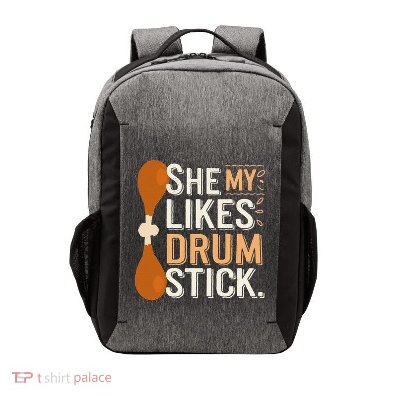 She Likes My Drum Stick Funny Couple Matching Thanksgiving Vector Backpack