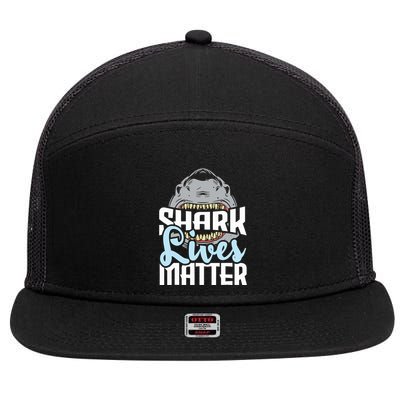 Shark Lives Matter Wildlife Marine Biologist Shark Lovers 7 Panel Mesh Trucker Snapback Hat