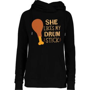 She Likes My Drum Stick Womens Funnel Neck Pullover Hood