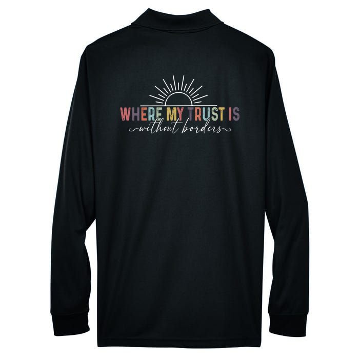 Spirit Lead Me Where My Trust Is Without Borders (Two Sides) Performance Long Sleeve Polo