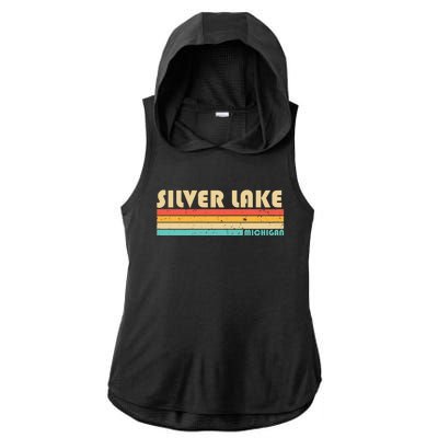 Silver Lake Michigan Funny Fishing Camping Summer Gift Ladies PosiCharge Tri-Blend Wicking Draft Hoodie Tank