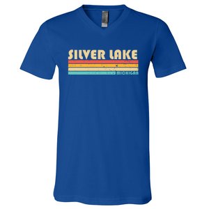 Silver Lake Michigan Funny Fishing Camping Summer Gift V-Neck T-Shirt