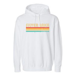 Silver Lake Michigan Funny Fishing Camping Summer Gift Garment-Dyed Fleece Hoodie