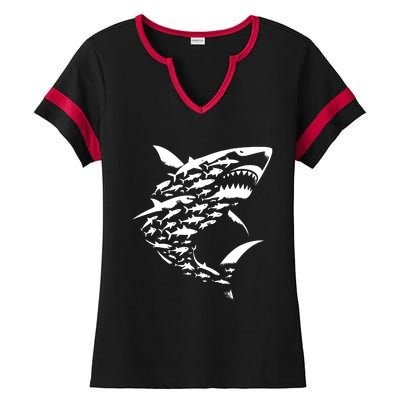 Shark Lover Marine Biology Animal Science Sharks Ladies Halftime Notch Neck Tee