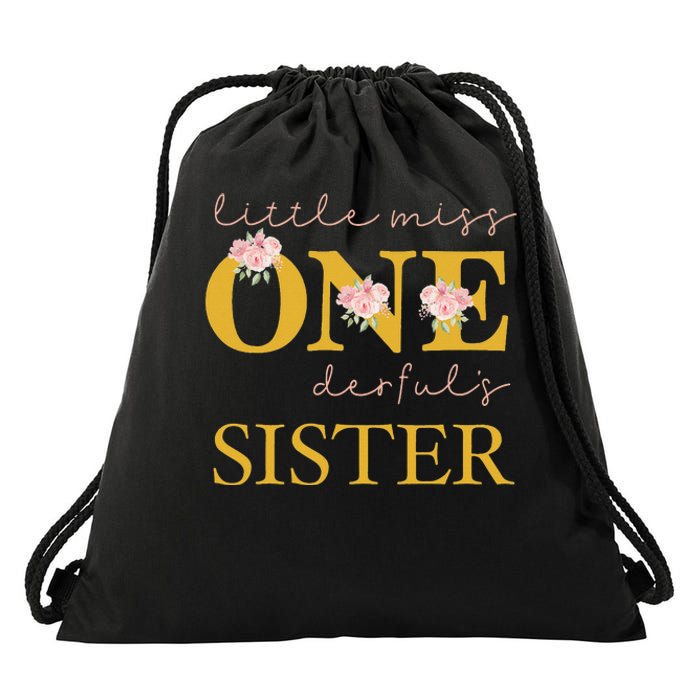 Sister Little Miss Onederful Birthday Party 1 Year Old Drawstring Bag