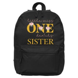 Sister Little Miss Onederful Birthday Party 1 Year Old 16 in Basic Backpack