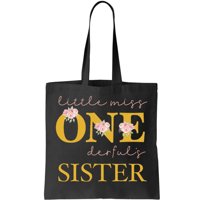 Sister Little Miss Onederful Birthday Party 1 Year Old Tote Bag