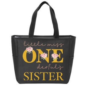 Sister Little Miss Onederful Birthday Party 1 Year Old Zip Tote Bag