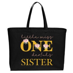 Sister Little Miss Onederful Birthday Party 1 Year Old Cotton Canvas Jumbo Tote