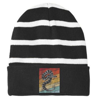 Snake Lover Men Snake Striped Beanie with Solid Band