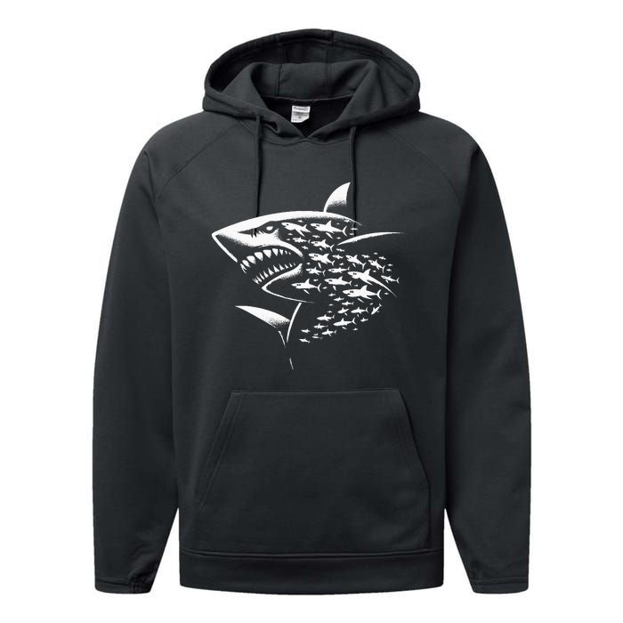 Sharks Lover Marine Biology Science Shark Performance Fleece Hoodie