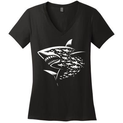 Sharks Lover Marine Biology Science Shark Women's V-Neck T-Shirt