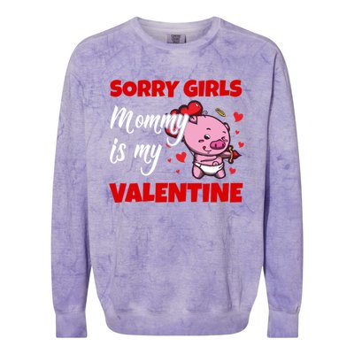 Sorry Ladies Mommy Is My Valentine Cute Pig Cupid Gift Colorblast Crewneck Sweatshirt