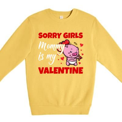 Sorry Ladies Mommy Is My Valentine Cute Pig Cupid Gift Premium Crewneck Sweatshirt