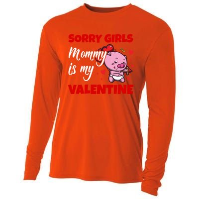 Sorry Ladies Mommy Is My Valentine Cute Pig Cupid Gift Cooling Performance Long Sleeve Crew