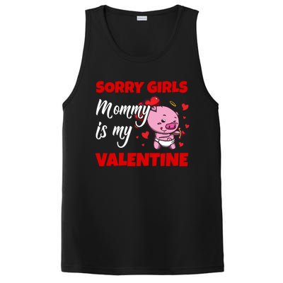 Sorry Ladies Mommy Is My Valentine Cute Pig Cupid Gift PosiCharge Competitor Tank