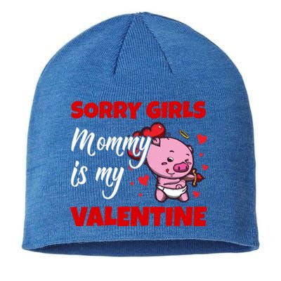 Sorry Ladies Mommy Is My Valentine Cute Pig Cupid Gift Sustainable Beanie