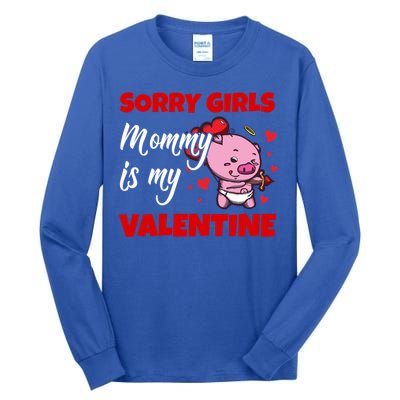 Sorry Ladies Mommy Is My Valentine Cute Pig Cupid Gift Tall Long Sleeve T-Shirt