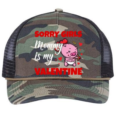 Sorry Ladies Mommy Is My Valentine Cute Pig Cupid Gift Retro Rope Trucker Hat Cap