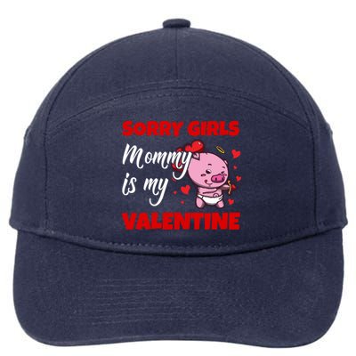 Sorry Ladies Mommy Is My Valentine Cute Pig Cupid Gift 7-Panel Snapback Hat