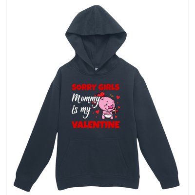 Sorry Ladies Mommy Is My Valentine Cute Pig Cupid Gift Urban Pullover Hoodie