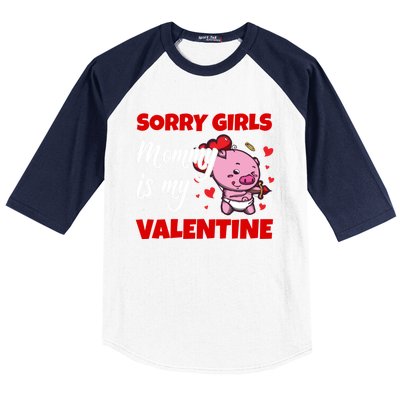 Sorry Ladies Mommy Is My Valentine Cute Pig Cupid Gift Baseball Sleeve Shirt