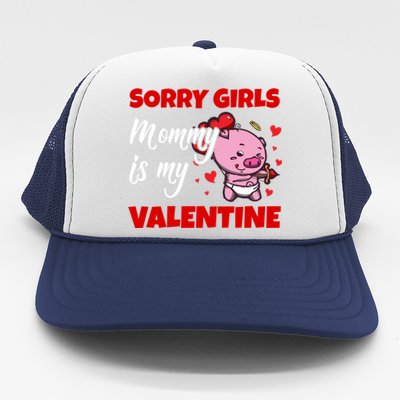 Sorry Ladies Mommy Is My Valentine Cute Pig Cupid Gift Trucker Hat