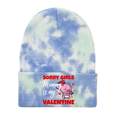 Sorry Ladies Mommy Is My Valentine Cute Pig Cupid Gift Tie Dye 12in Knit Beanie