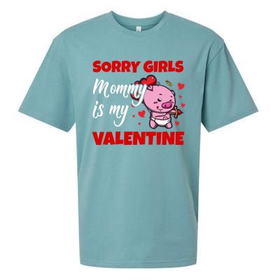 Sorry Ladies Mommy Is My Valentine Cute Pig Cupid Gift Sueded Cloud Jersey T-Shirt