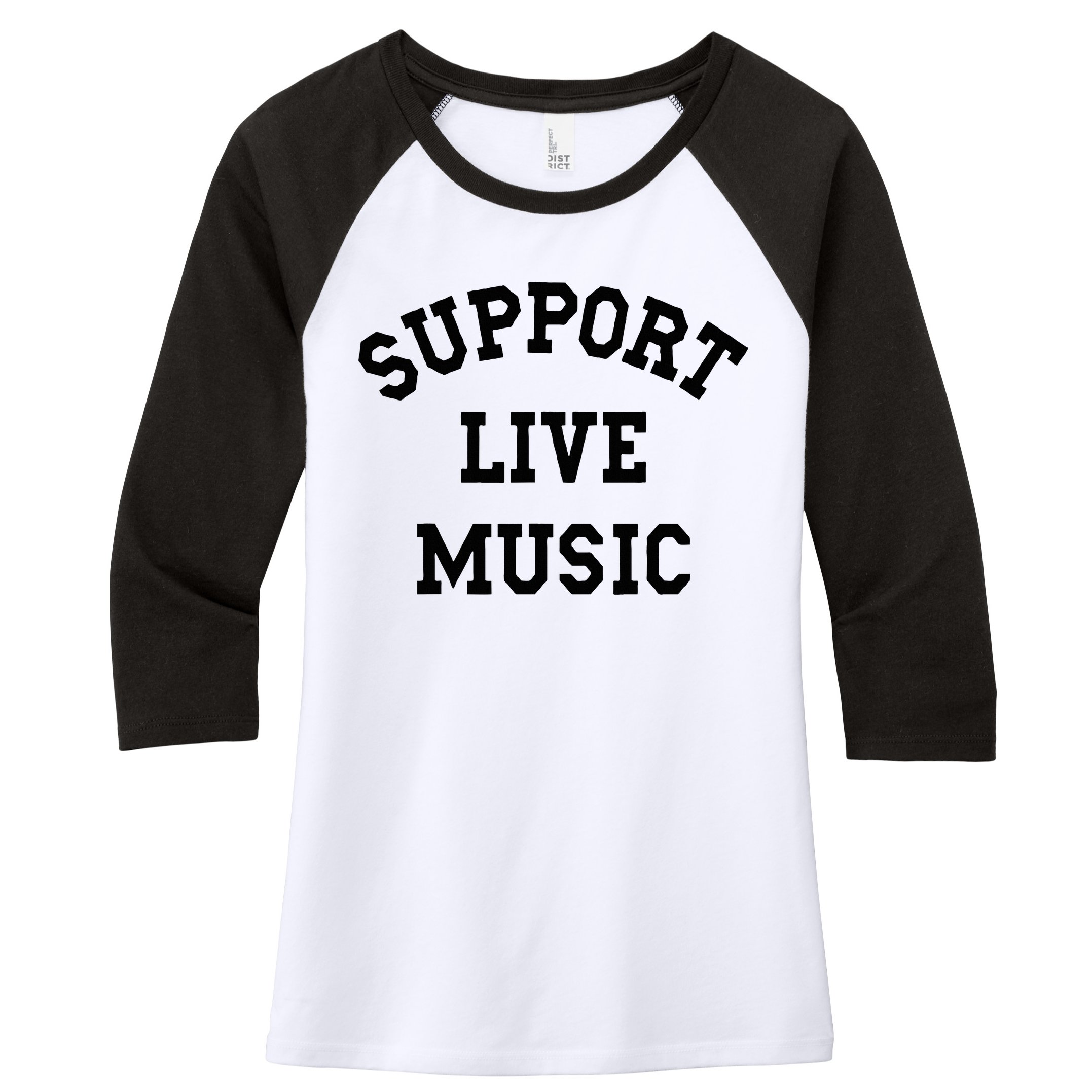 Support Live Music Local Bands Local Music Women's Tri-Blend 3/4-Sleeve Raglan Shirt