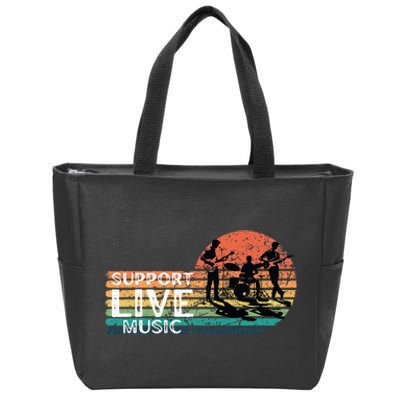 Support Live. Music Funny Support Local Music Concert Zip Tote Bag