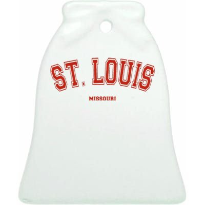 St. Louis Missouri Mo Red Letter Graphic On St. Louis Ceramic Bell Ornament