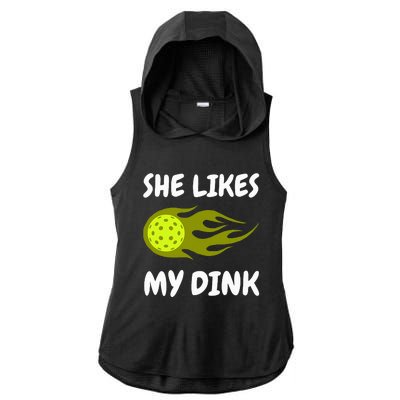 She Likes My Dink Pickleball Couple Matching Ladies PosiCharge Tri-Blend Wicking Draft Hoodie Tank